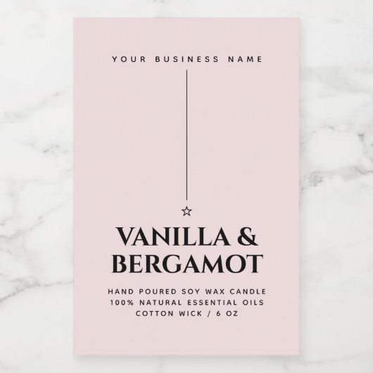 Minimalistisch etiket van roze kaars (Enkel label)