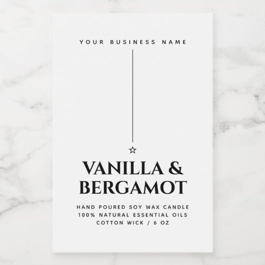 Minimalistisch etiket van witte kaars (Enkel label)