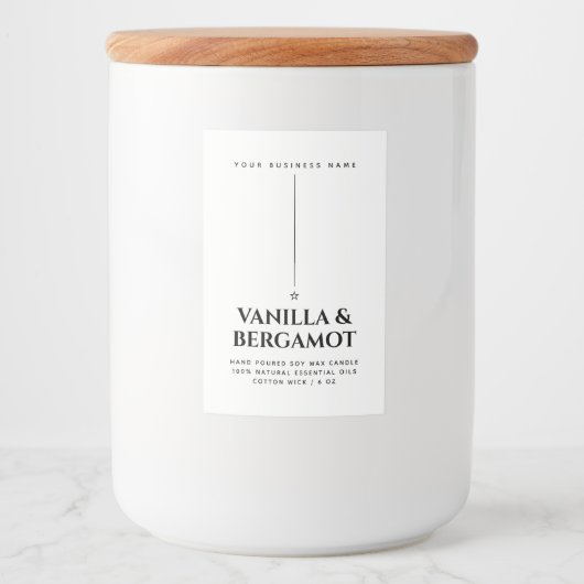 Minimalistisch etiket van witte kaars (Voorkant)