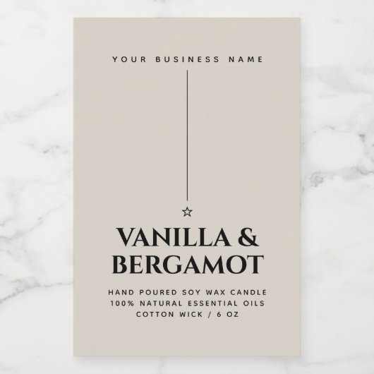 Minimalistisch etiket voor beige kaarsen (Enkel label)