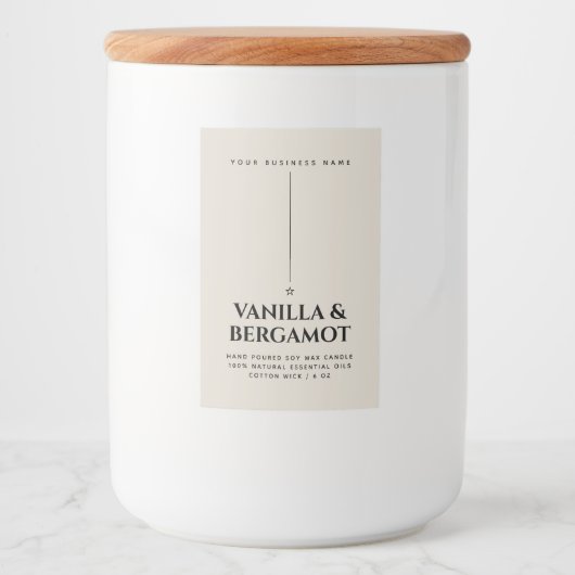 Minimalistisch etiket voor beige kaarsen (Voorkant)