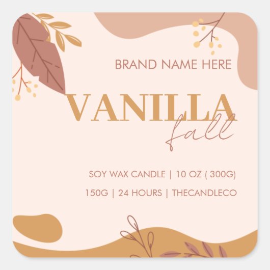 Minimalistisch etiket voor herfstkaars in vanille  (Voorkant)