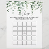Minimalistisch Eucalyptus Baby Bingo Shower Game (Voorkant)