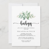 Minimalistisch Eucalyptus BabyQ Baby shower Barbec Kaart (Voorkant)