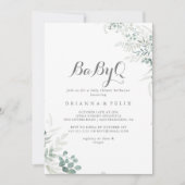 Minimalistisch Eucalyptus BabyQ Baby shower Barbec Kaart (Voorkant)