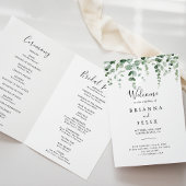 Minimalistisch eucalyptus gevouwen bruiloft progra programma