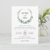 Minimalistisch Eucalyptus Greenery Gay Wedding Kaart (Staand voorkant)