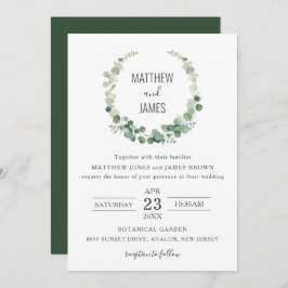 Minimalistisch Eucalyptus Greenery Gay Wedding Kaart