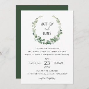 Minimalistisch Eucalyptus Greenery Gay Wedding Kaart