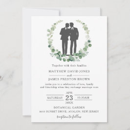 Minimalistisch Eucalyptus Greenery Gay Wedding Mr  Kaart