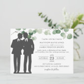 Minimalistisch Eucalyptus Greenery Gay Wedding Mr  Kaart (Staand voorkant)