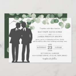 Minimalistisch Eucalyptus Greenery Gay Wedding Mr  Kaart