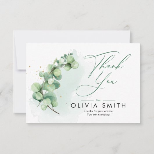 Minimalistisch Eucalyptus Greenery Hartelijk dank Bedankkaart (Voorkant)