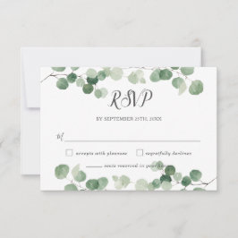 Minimalistisch Eucalyptus Greenery Reply Gay Weddi RSVP Kaartje