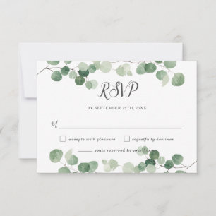 Minimalistisch Eucalyptus Greenery Reply Gay Weddi RSVP Kaartje