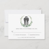 Minimalistisch Eucalyptus Greenery Wreath Gay Wedd RSVP Kaartje (Voorkant)