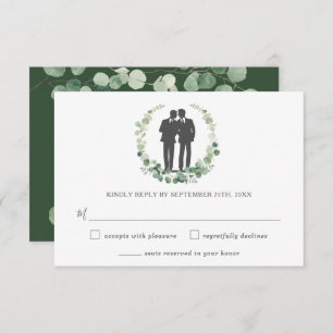 Minimalistisch Eucalyptus Greenery Wreath Gay Wedd RSVP Kaartje