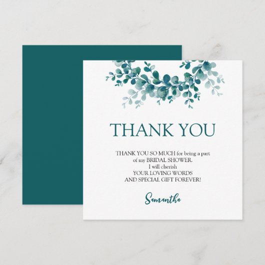 Minimalistisch eucalyptus groen Vrijgezellenfeest Bedankkaart (Voorkant / Achterkant)