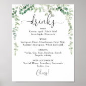 Minimalistisch Eucalyptus Huwelijksdrankjes Menu B Poster (Voorkant)