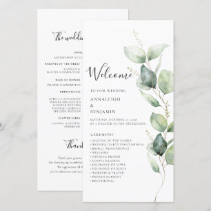 Minimalistisch Eucalyptus Huwelijksprogramma