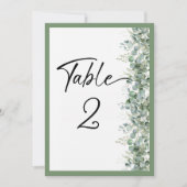 Minimalistisch Eucalyptus Huwelijkstafel Nummer Kaart (Voorkant)