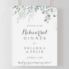 Minimalistisch eucalyptus repetitie diner welkom poster