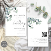 Minimalistisch Eucalyptus Script Sage Bruiloft Kaart