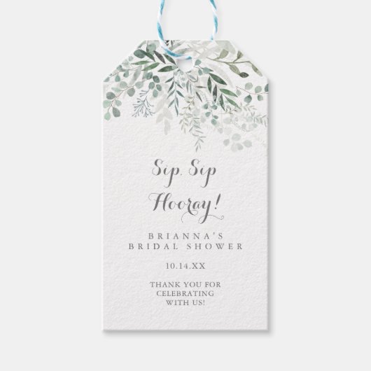 Minimalistisch Eucalyptus Sip Hooray Vrijgezellenf Cadeaulabel (Voorkant)