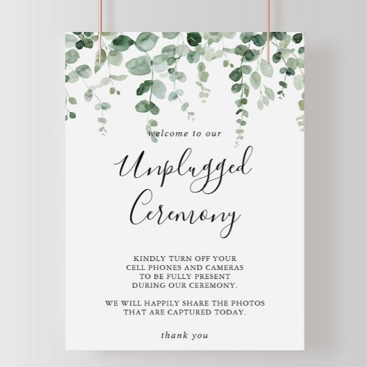 Minimalistisch Eucalyptus Unplugged Ceremony-teken Poster