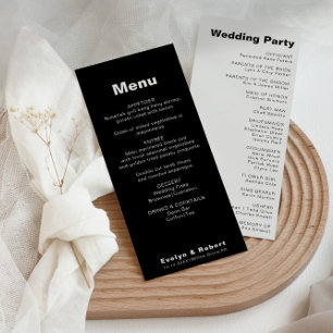 Minimalistisch eulegant formeel Black Wedding Prog Programmakaart