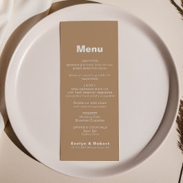 Minimalistisch eulegant formeel bruin bruiloft men menu