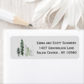 Minimalistisch Evergreen-boomadres waterverf Etiket (Insitu)