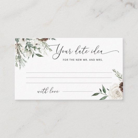 Minimalistisch evergreen Date night-ideeën. Datum Informatiekaartje (Voorkant)