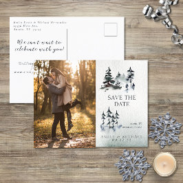 Minimalistisch Evergreen Mountain Green Slate Blue Aankondigingskaart