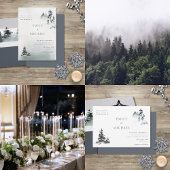 Minimalistisch Evergreen Mountain Green Slate Blue Bedankkaart