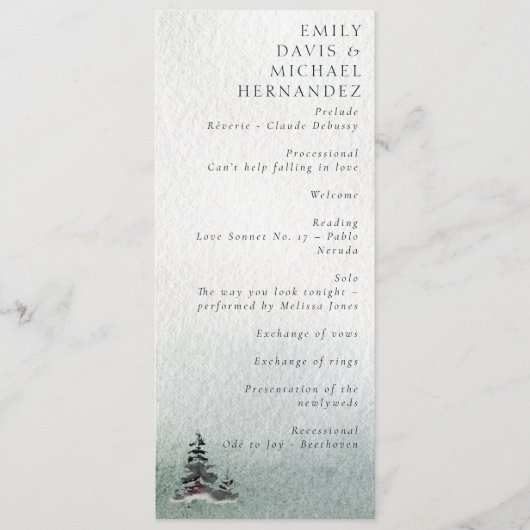 Minimalistisch Evergreen Mountain Green Slate Blue Programmakaart (Voorkant)