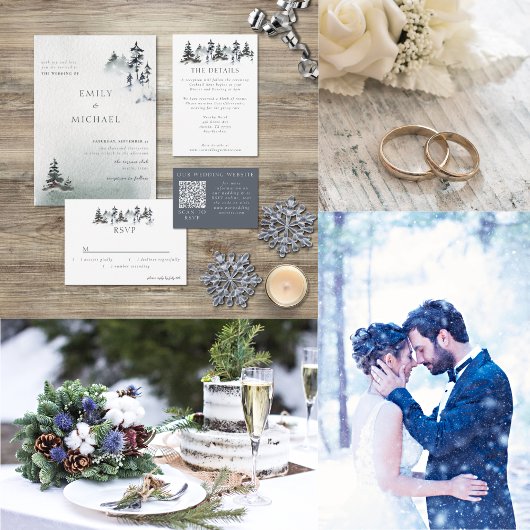 Minimalistisch Evergreen Mountain Green Slate Blue Programmakaart