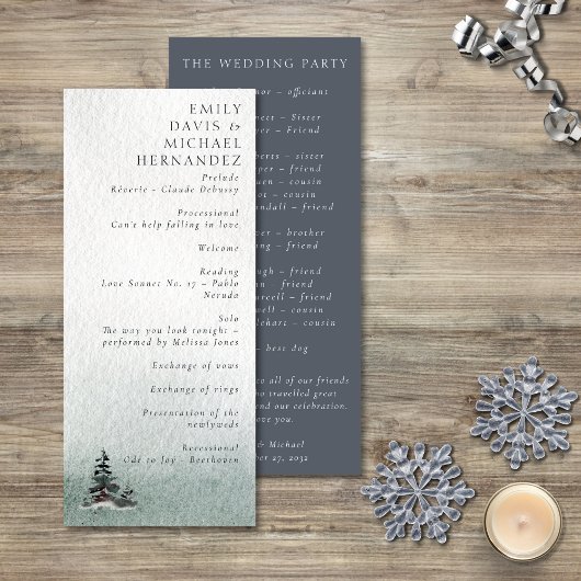 Minimalistisch Evergreen Mountain Green Slate Blue Programmakaart