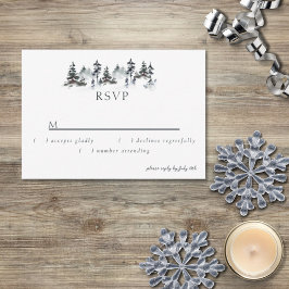 Minimalistisch Evergreen Mountain Green Slate Blue RSVP Kaartje