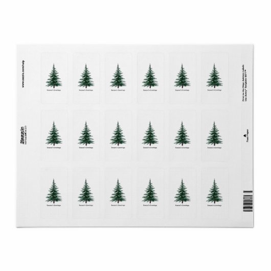 Minimalistisch Evergreen Tree Design Eenvoudige ha Etiket (Full Sheet)