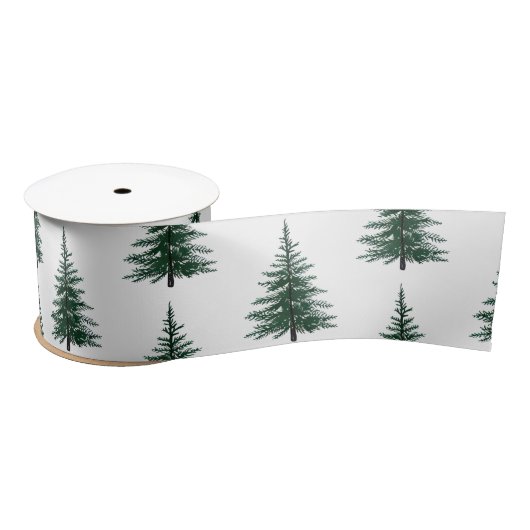 Minimalistisch Evergreen Tree Design Eenvoudige ha Satijnen Lint (Spoel)