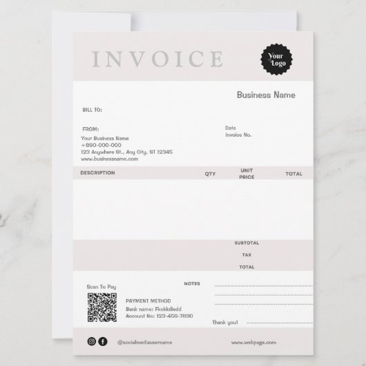 Minimalistisch factuurontvangstbewijs voor kleine  kaart (Voorkant)