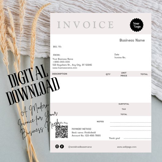 Minimalistisch factuurontvangstbewijs voor kleine  kaart