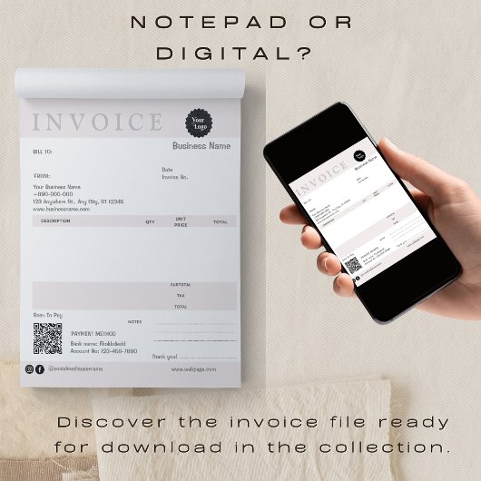 Minimalistisch factuurontvangstbewijs voor kleine  notitieblok