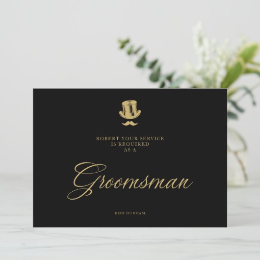 Minimalistisch fake Golden Groomsman Luxury Weddin (Staand voorkant)