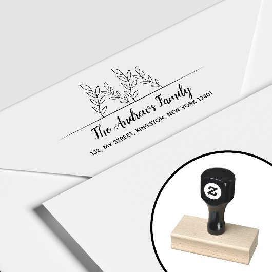 Minimalistisch familieblad rubberstempel