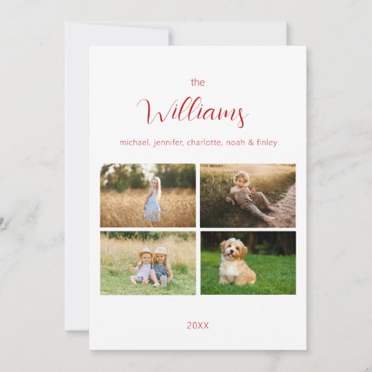 Minimalistisch familiefoto-raster | Kerstmis Feestdagenkaart (Voorkant)