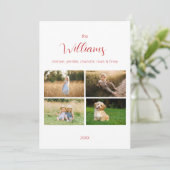 Minimalistisch familiefoto-raster | Kerstmis Feestdagenkaart (Staand voorkant)