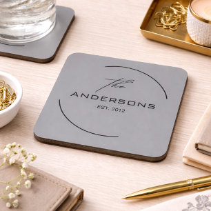 Minimalistisch familiemonogram bier onderzetter