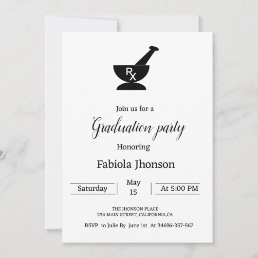 Minimalistisch farmacie-universitair diploma aankondiging (Voorkant)